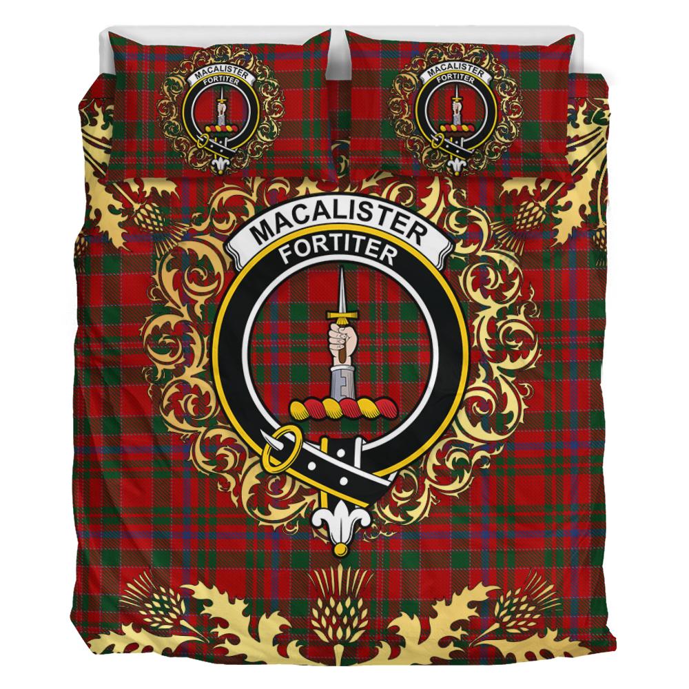 MacAlister Cockburn Tartan Crest Bedding Set - Golden Thistle Style