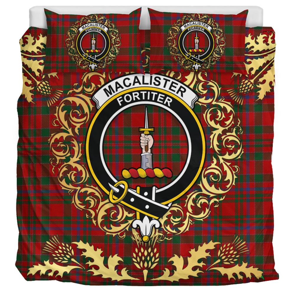 MacAlister Cockburn Tartan Crest Bedding Set - Golden Thistle Style