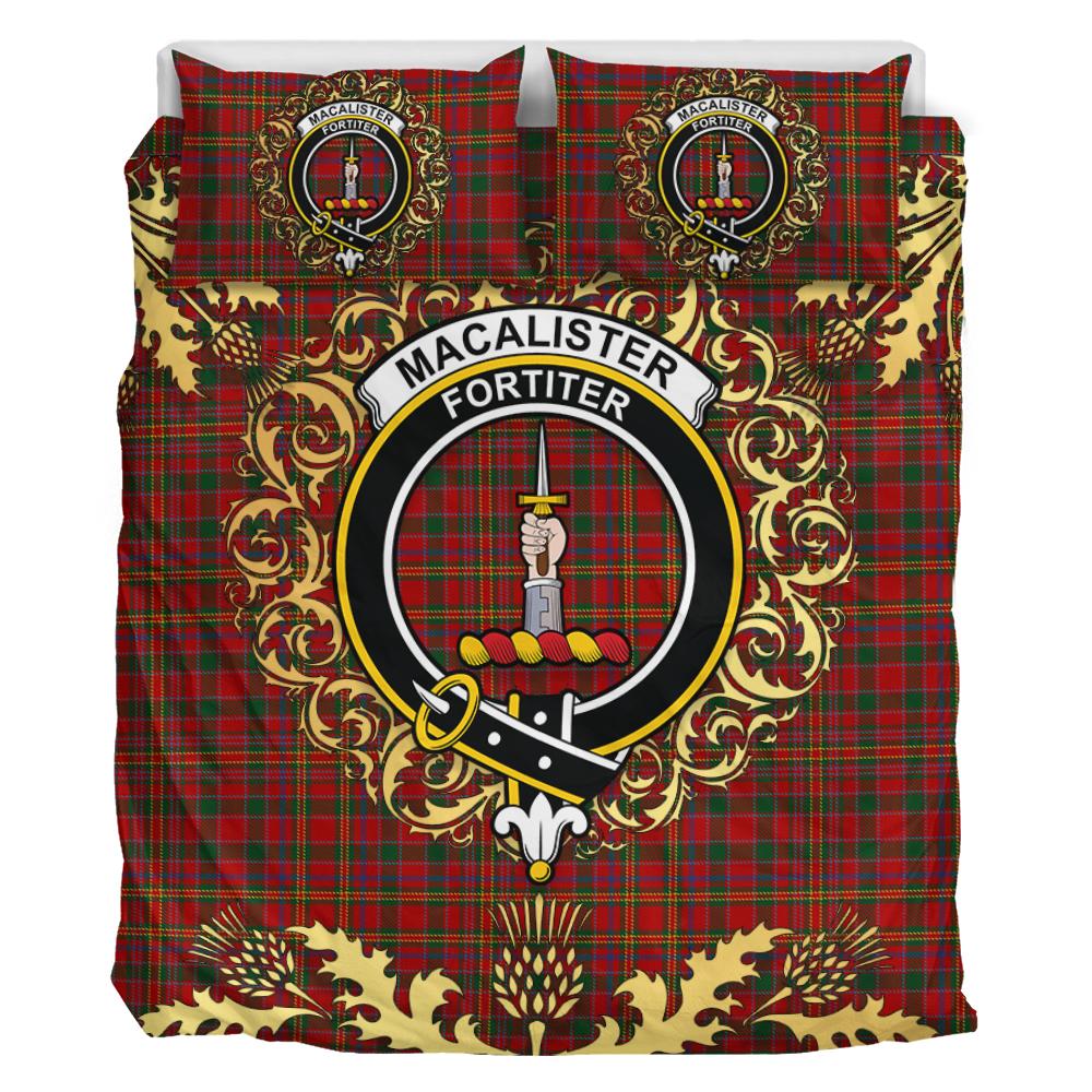 MacAlister Gourlay Tartan Crest Bedding Set - Golden Thistle Style