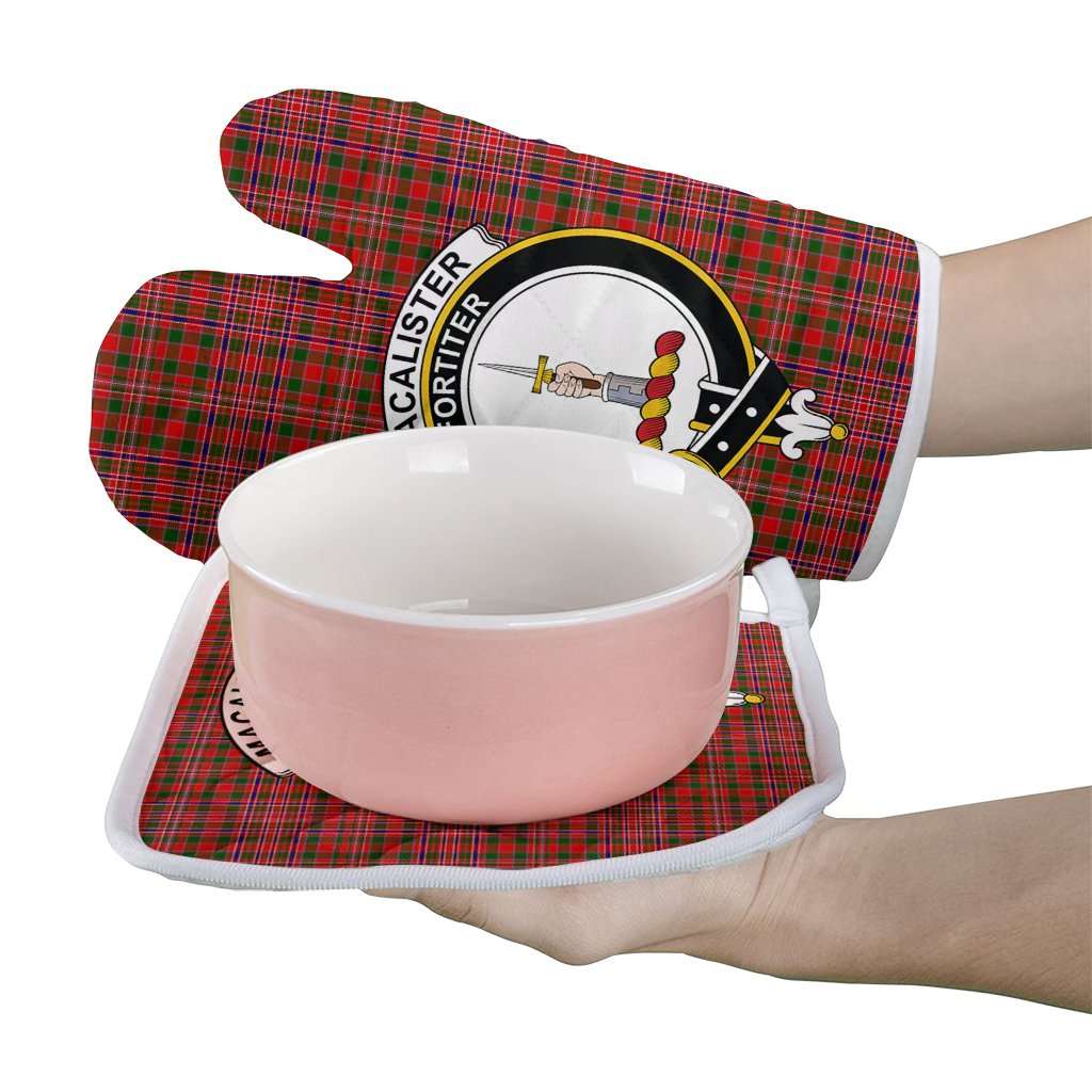 MacAlister Modern Tartan Crest Oven Mitt And Pot Holder (2 Oven Mitts + 1 Pot Holder)