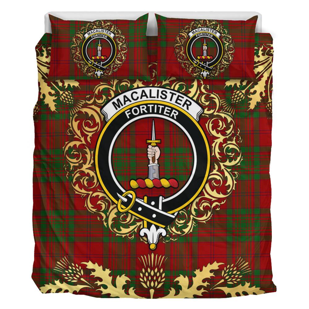 MacAlister of Glenbarr Tartan Crest Bedding Set - Golden Thistle Style