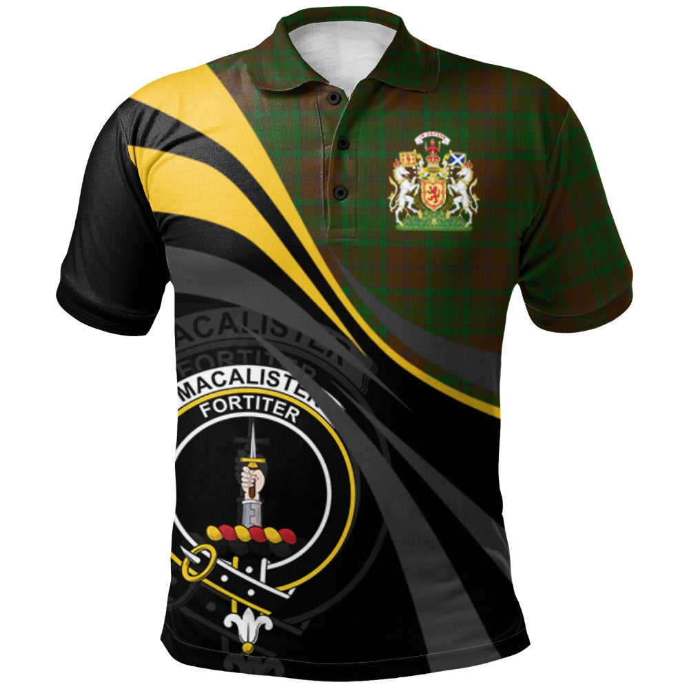 MacAlister of Glenbarr Hunting Tartan Polo Shirt - Royal Coat Of Arms Style