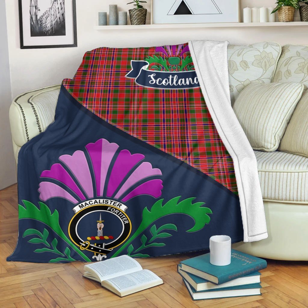 MacAlister Tartan Crest Premium Blanket - Thistle Style