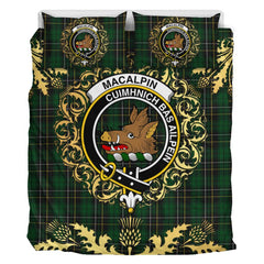 MacAlpin (MacAlpine) 01 Tartan Crest Bedding Set - Golden Thistle Style