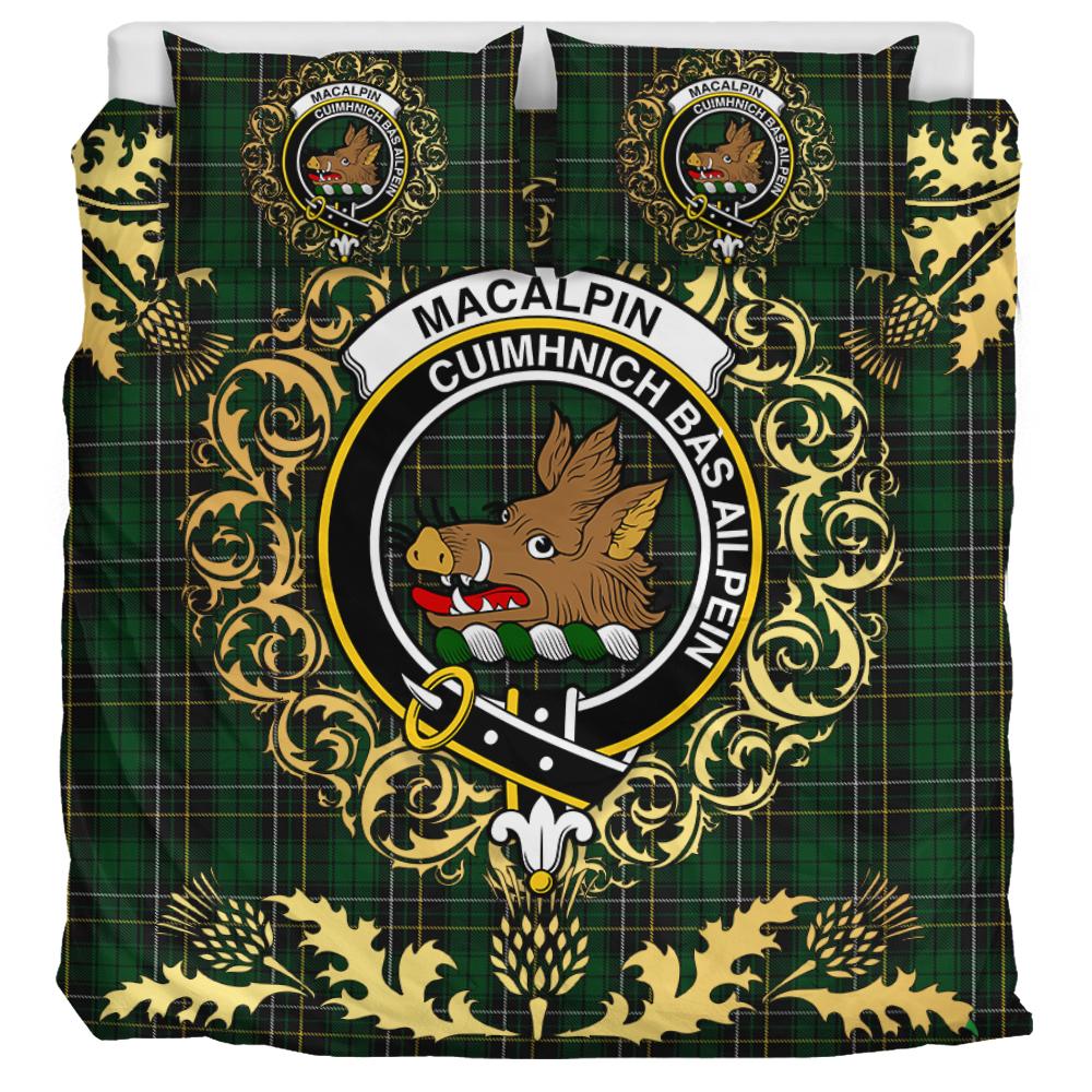MacAlpin (MacAlpine) 01 Tartan Crest Bedding Set - Golden Thistle Style