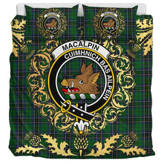 MacAlpin (MacAlpine) 02 Tartan Crest Bedding Set - Golden Thistle Style