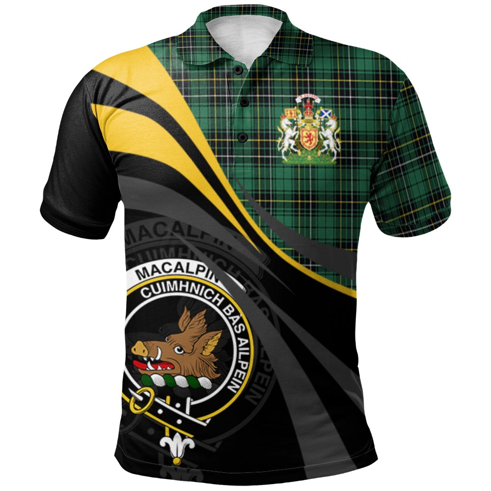 MacAlpin (MacAlpine) Ancient Tartan Polo Shirt - Royal Coat Of Arms Style