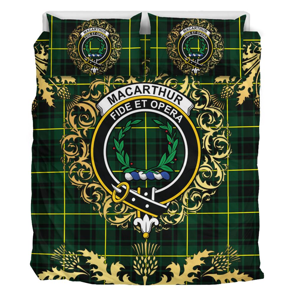 MacArthur Modern Tartan Crest Bedding Set - Golden Thistle Style