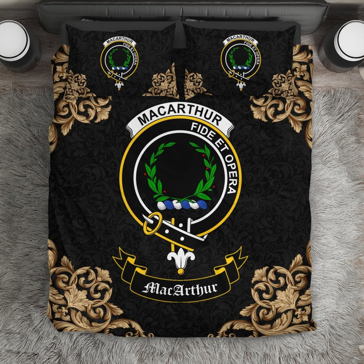 MacArthur (or Arthur) Crest Black Bedding Set