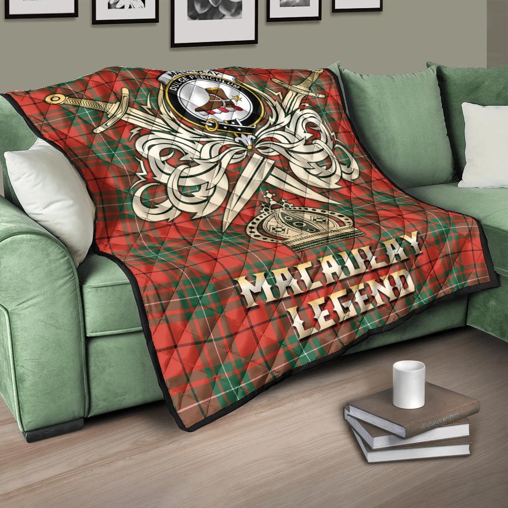 MacAulay Ancient Tartan Crest Legend Gold Royal Premium Quilt