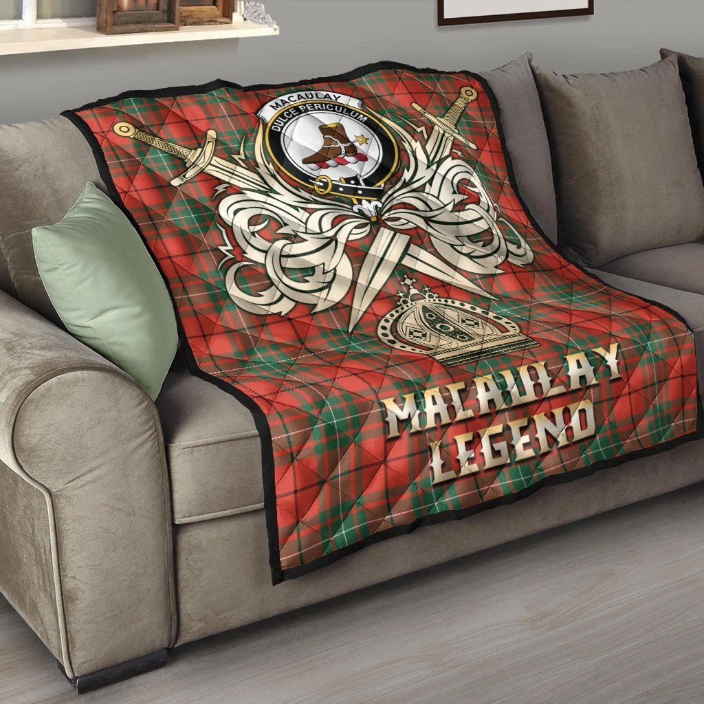 MacAulay Ancient Tartan Crest Legend Gold Royal Premium Quilt