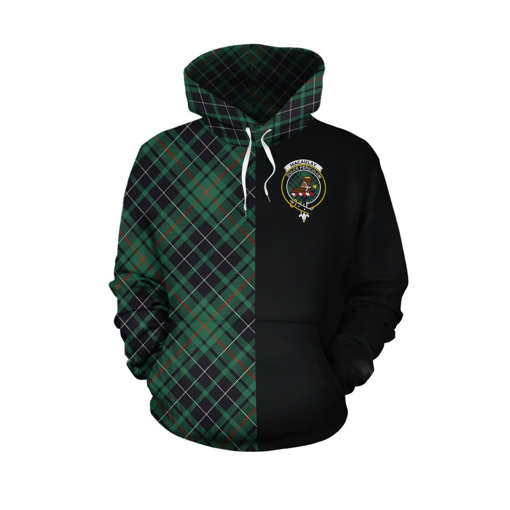 MacAulay Hunting Ancient Tartan Hoodie Half of Me - Cross Style