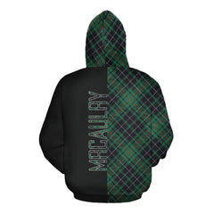 MacAulay Hunting Ancient Tartan Hoodie Half of Me - Cross Style