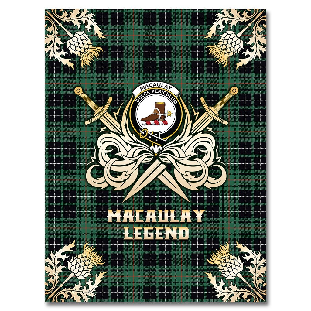 MacAulay Hunting Ancient Tartan Gold Courage Symbol Blanket