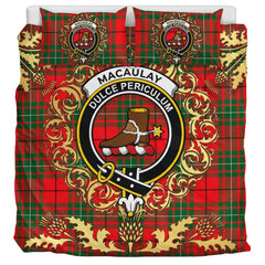 MacAulay Modern Tartan Crest Bedding Set - Golden Thistle Style