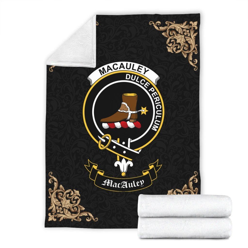 MacAuley Crest Tartan Premium Blanket Black