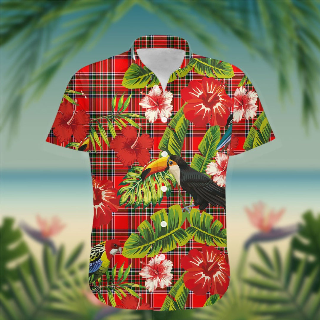 MacBain Tartan Hawaiian Shirt Hibiscus, Coconut, Parrot, Pineapple - Tropical Garden Shirt