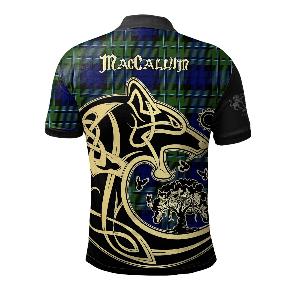 MacCallum Modern Tartan Polo Shirt Viking Wolf
