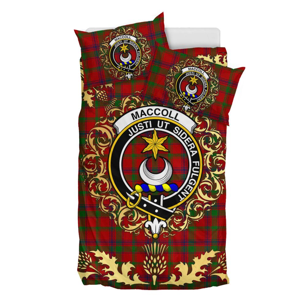MacColl 01 Tartan Crest Bedding Set - Golden Thistle Style