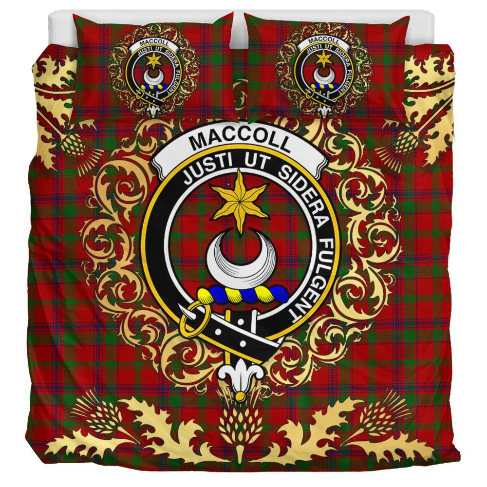 MacColl 01 Tartan Crest Bedding Set - Golden Thistle Style
