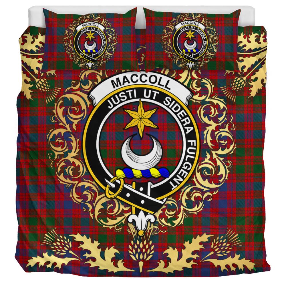 MacColl Ancient Tartan Crest Bedding Set - Golden Thistle Style