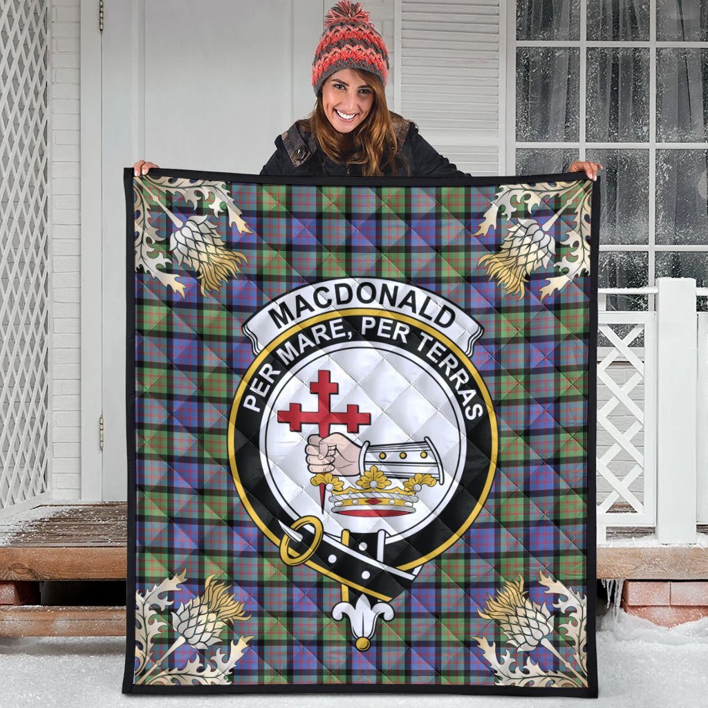 MacDonald Ancient Tartan Crest Premium Quilt - Gold Thistle Style