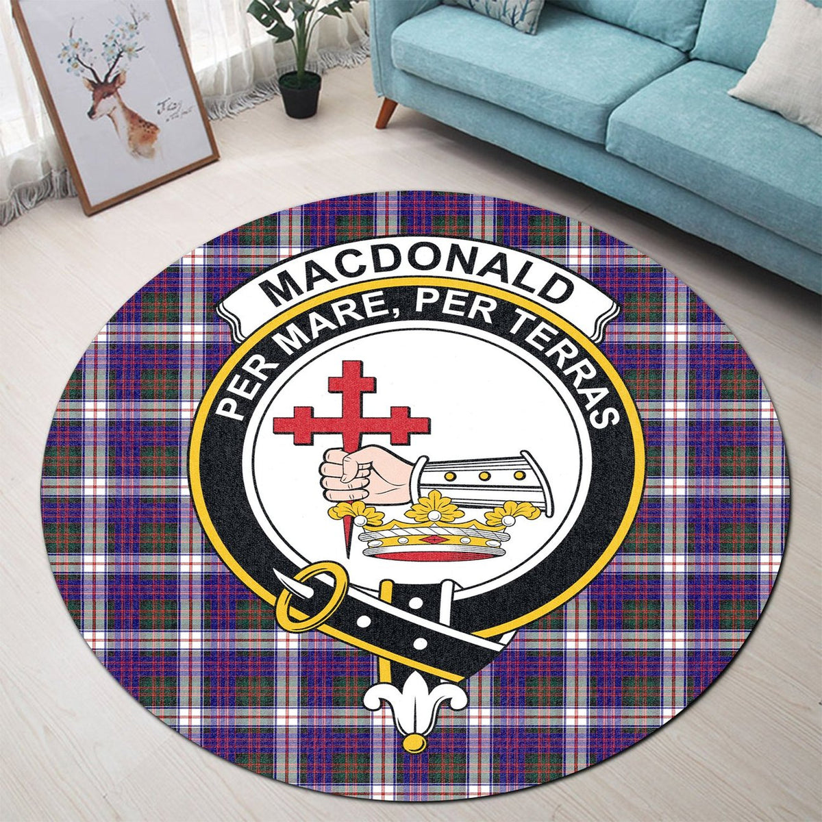 MacDonald Dress Modern Tartan Crest Round Rug
