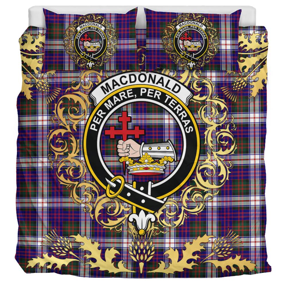 MacDonald Dress Modern Tartan Crest Bedding Set - Golden Thistle Style