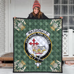 MacDonald Lord of the Isles Hunting Tartan Crest Premium Quilt - Gold Thistle Style