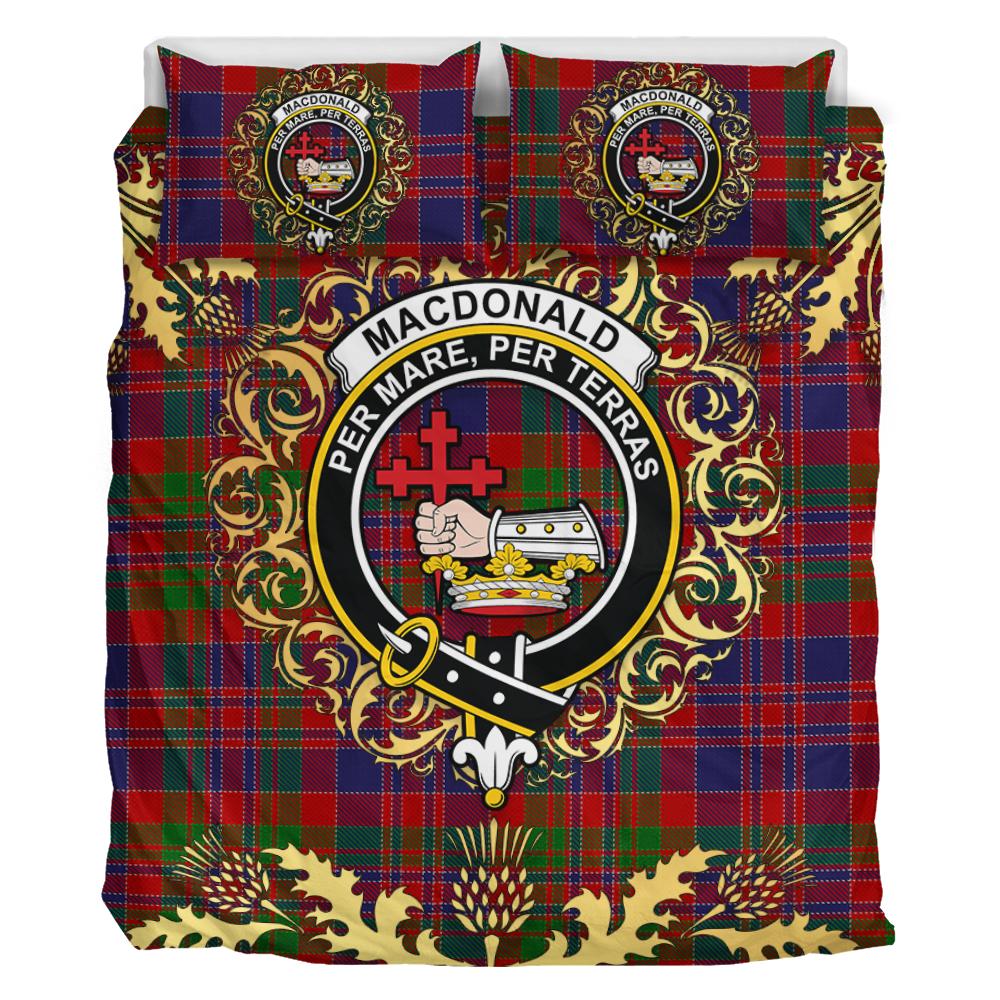 MacDonald of Boisdale Tartan Crest Bedding Set - Golden Thistle Style