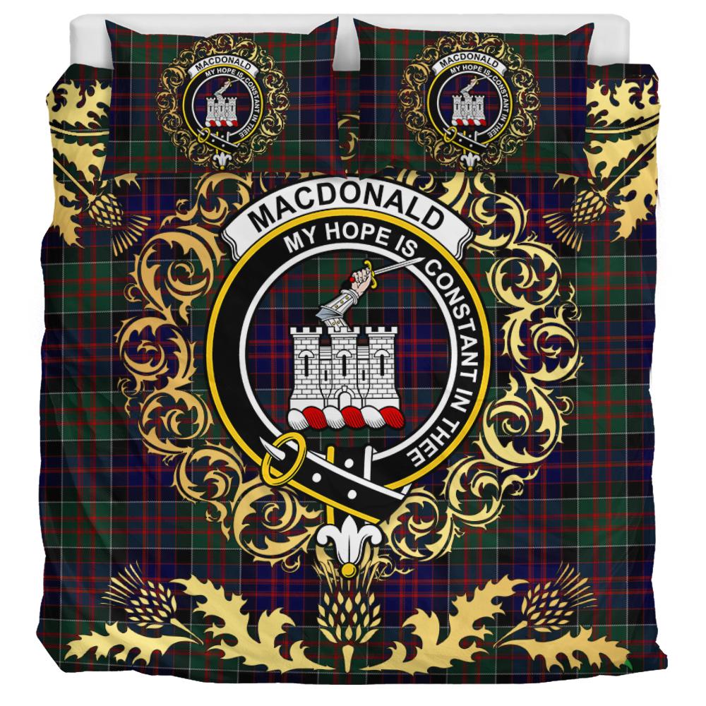 MacDonald of Clanranald 02 Tartan Crest Bedding Set - Golden Thistle Style