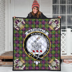 MacDonald of Clanranald Tartan Crest Premium Quilt - Gold Thistle Style