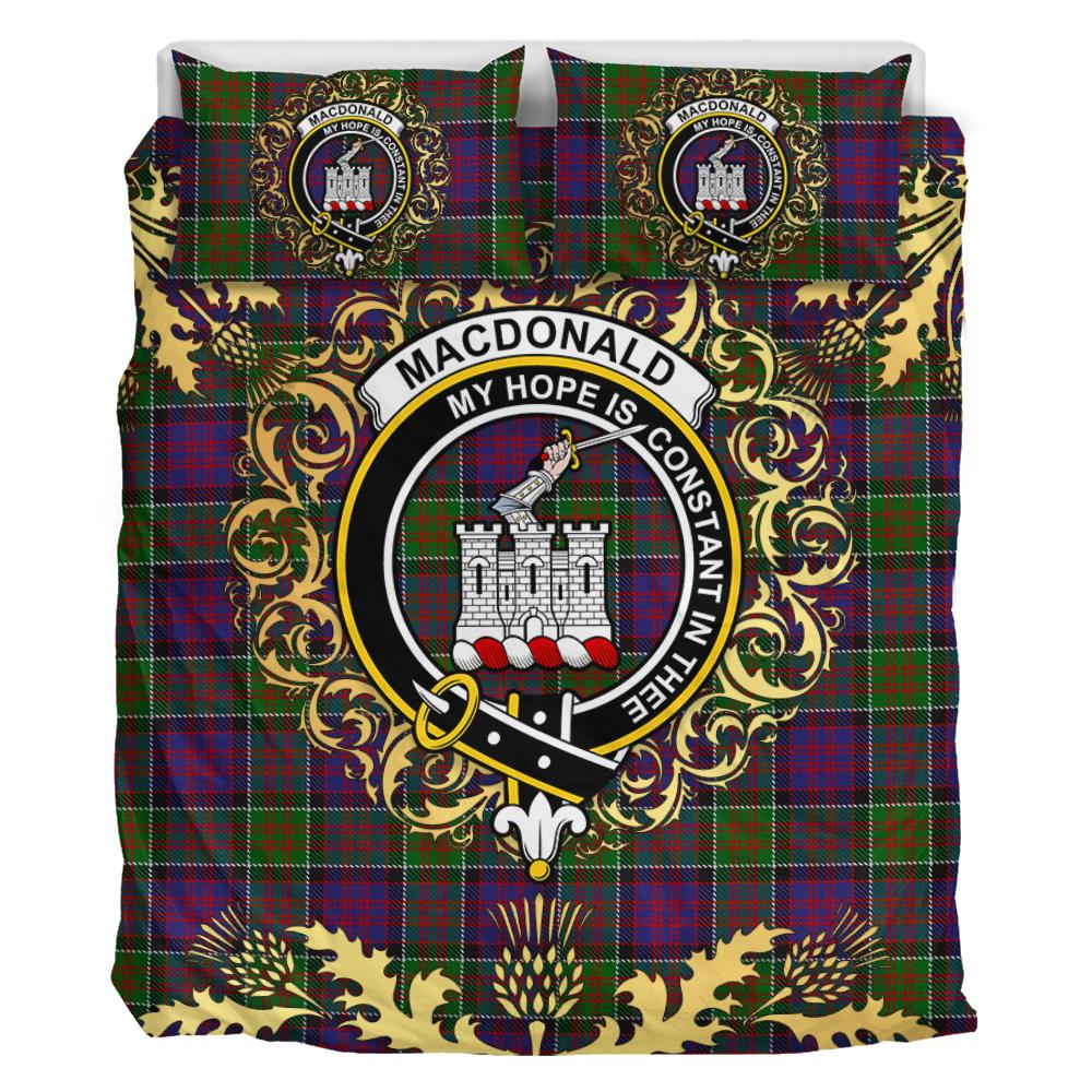 MacDonald of Clanranald Tartan Crest Bedding Set - Golden Thistle Style