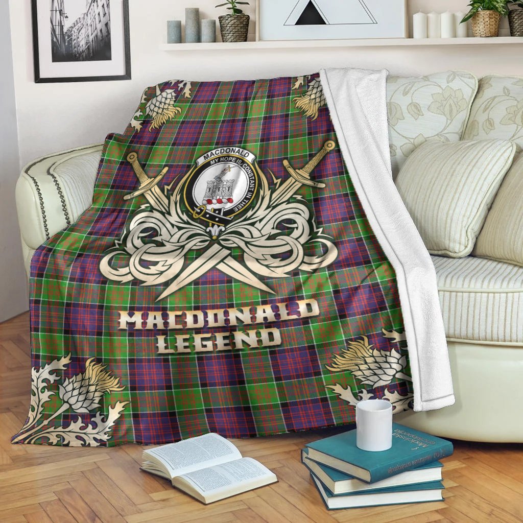 MacDonald of Clanranald Tartan Gold Courage Symbol Blanket