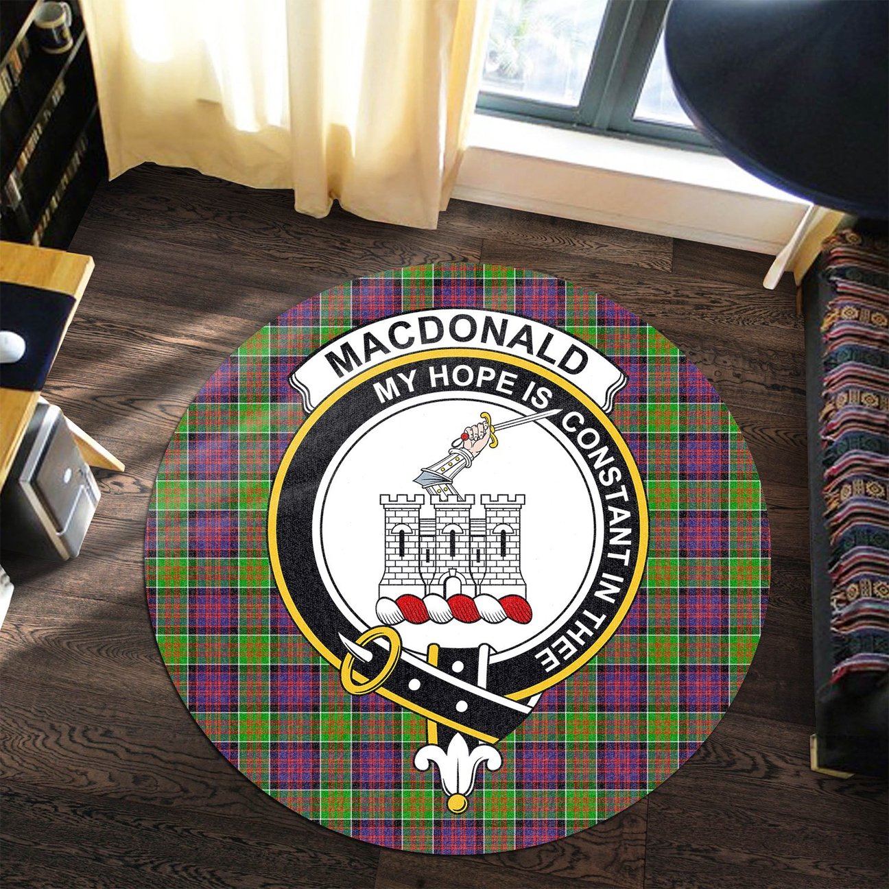 MacDonald of Clanranald Tartan Crest Round Rug