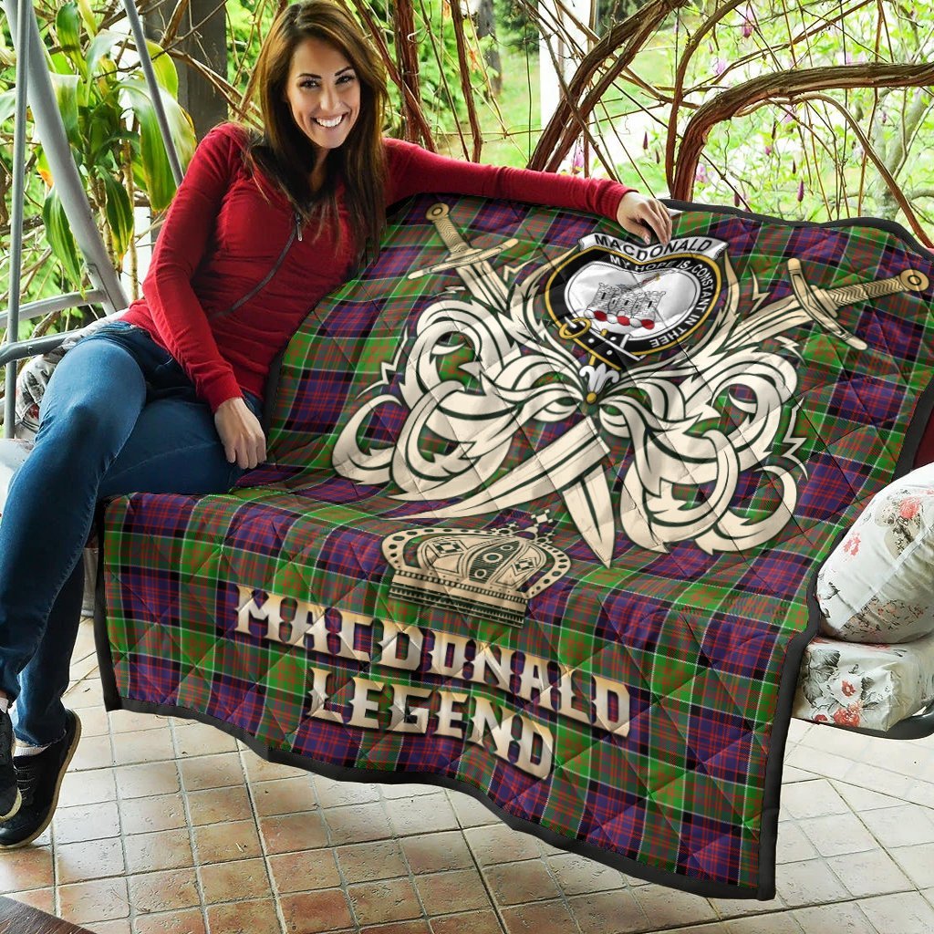 MacDonald of Clanranald Tartan Crest Legend Gold Royal Premium Quilt