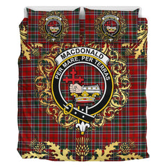 MacDonald of Lochmaddy Tartan Crest Bedding Set - Golden Thistle Style