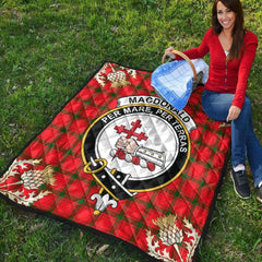 MacDonald of Sleat Tartan Crest Premium Quilt - Gold Thistle Style