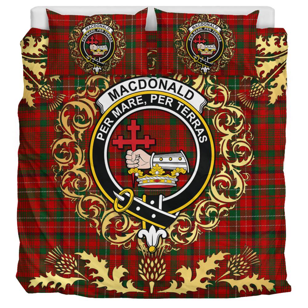 MacDonald of Staffa 01 Tartan Crest Bedding Set - Golden Thistle Style
