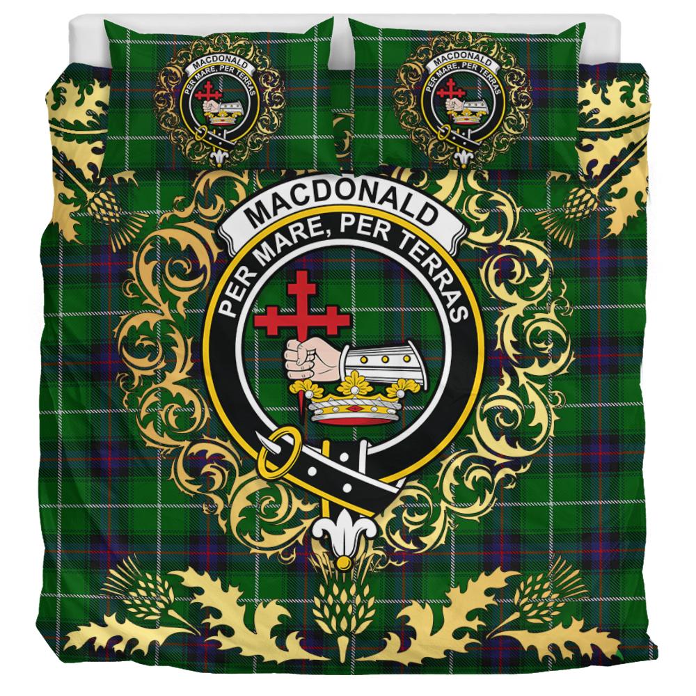 MacDonald of The Isles Tartan Crest Bedding Set - Golden Thistle Style