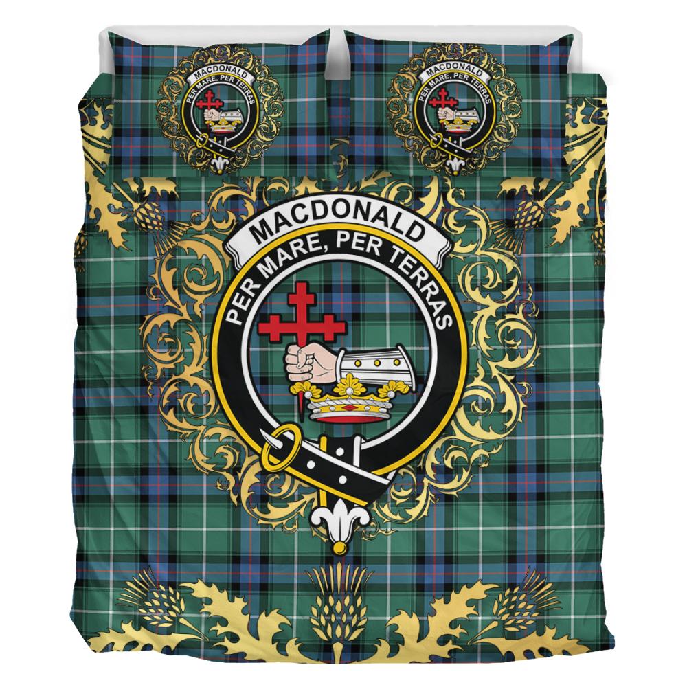 MacDonald of the Isles Hunting Ancient Tartan Crest Bedding Set - Golden Thistle Style