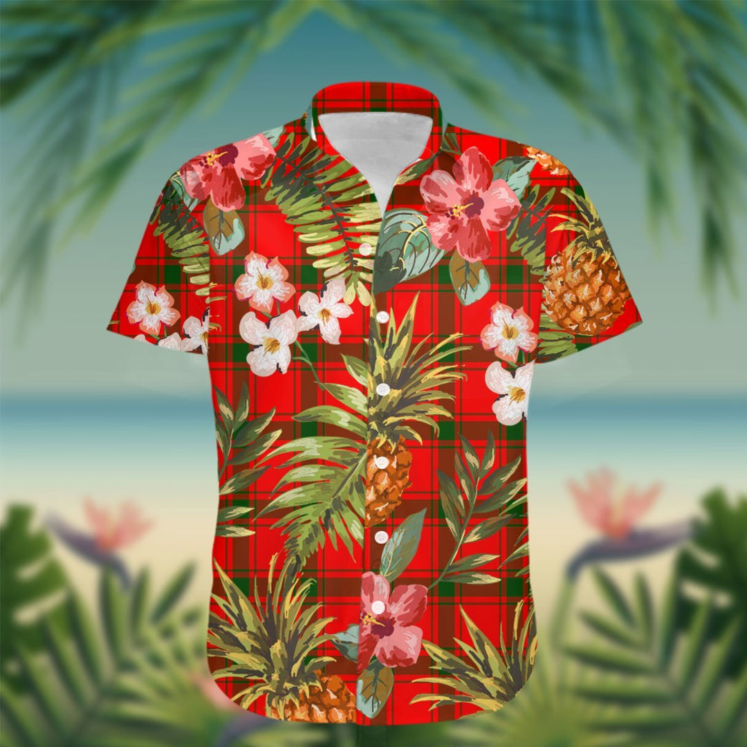 MacDonald (of Sleat) Tartan Hawaiian Shirt Hibiscus, Coconut, Parrot, Pineapple - Tropical Garden Shirt
