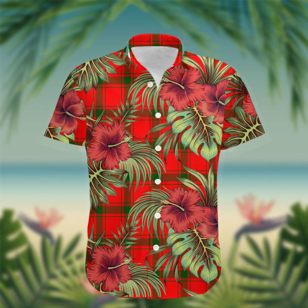 MacDonald (of Sleat) Tartan Hawaiian Shirt Hibiscus, Coconut, Parrot, Pineapple - Tropical Garden Shirt