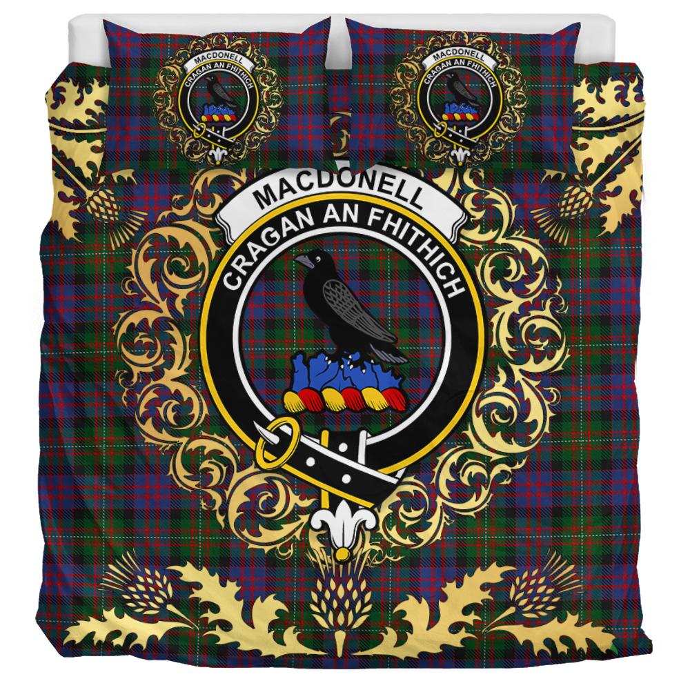 MacDonell of Glengarry 02 Tartan Crest Bedding Set - Golden Thistle Style