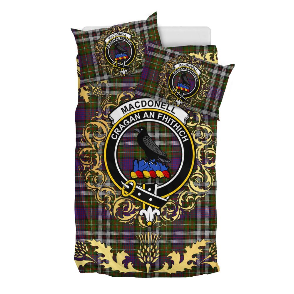 MacDonell of Glengarry Dress Tartan Crest Bedding Set - Golden Thistle Style