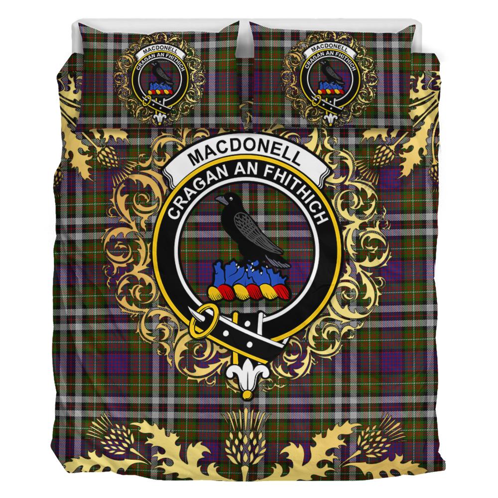 MacDonell of Glengarry Dress Tartan Crest Bedding Set - Golden Thistle Style