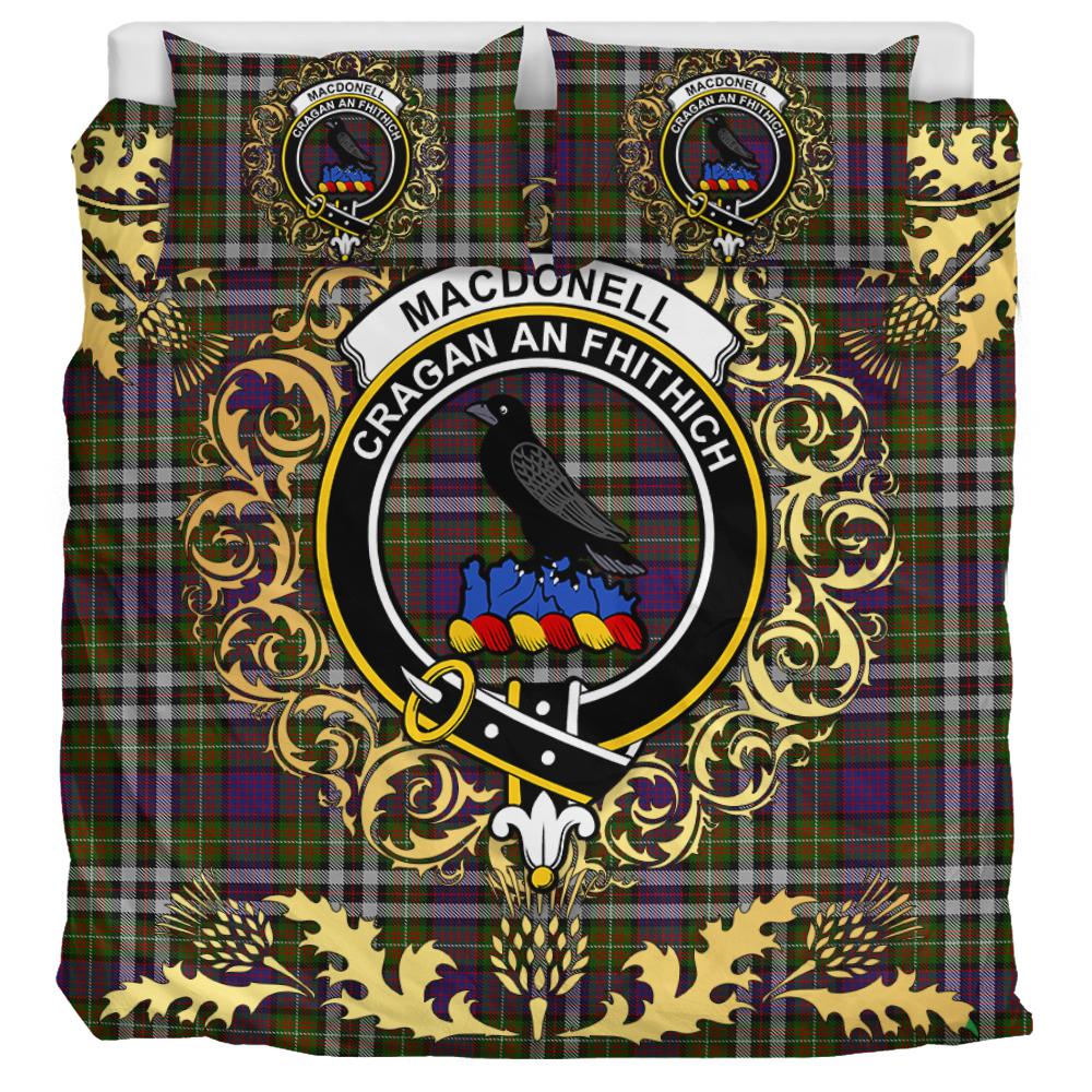 MacDonell of Glengarry Dress Tartan Crest Bedding Set - Golden Thistle Style