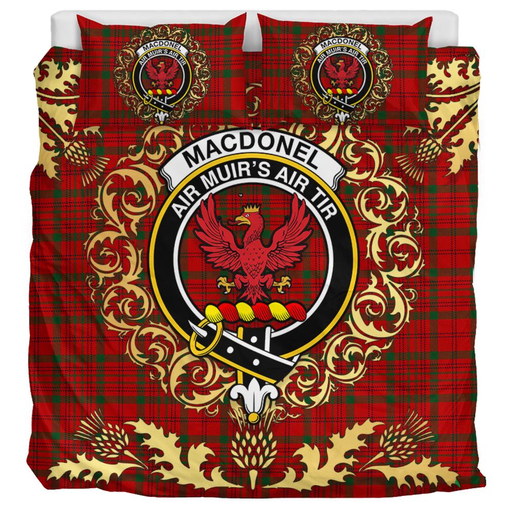 MacDonell of Keppoch 04 Tartan Crest Bedding Set - Golden Thistle Style