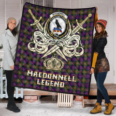 MacDonnell of Glengarry Modern Tartan Crest Legend Gold Royal Premium Quilt