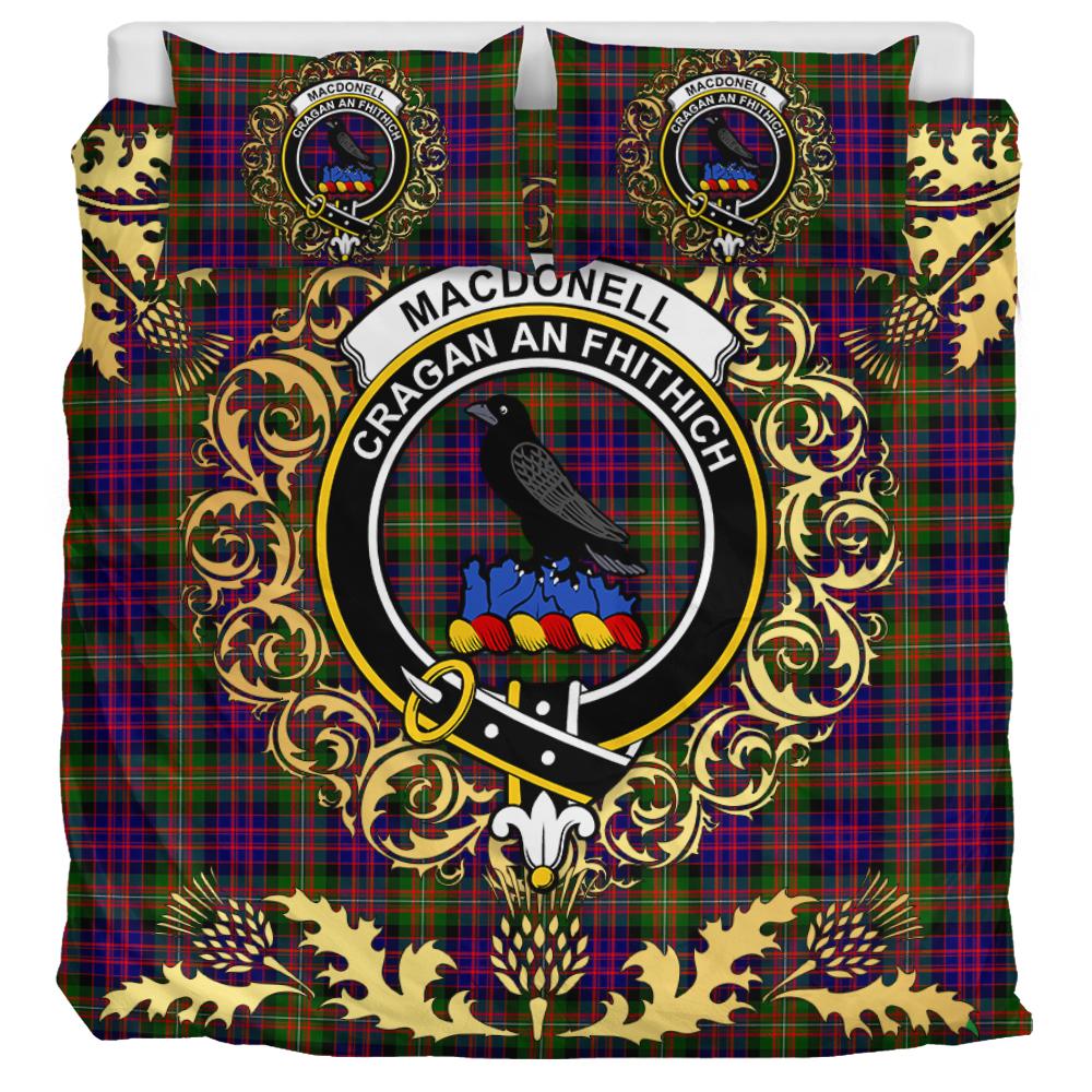MacDonnell of Glengarry Modern Tartan Crest Bedding Set - Golden Thistle Style